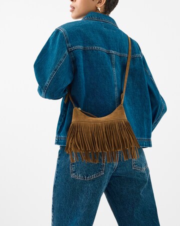 Accessorize Fringe Suede Crossbody Bag