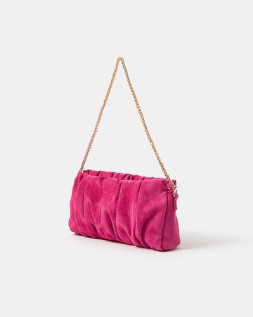 Accessorize Ruched Faux Suede Clutch Bag
