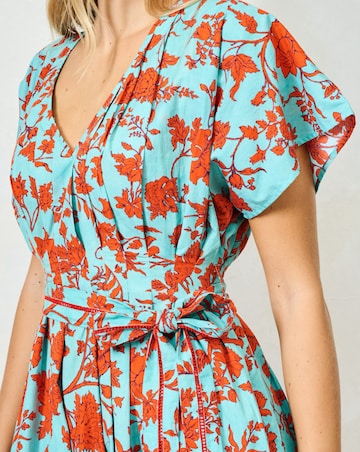 HOPE & IVY MARIUM COTTON PLEATED MIDAXI DRESS