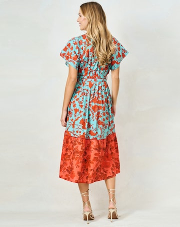 HOPE & IVY MARIUM COTTON PLEATED MIDAXI DRESS