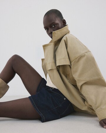Mango Straight Mid-Rise Denim Shorts