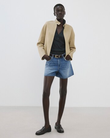 Mango Straight Mid-Rise Denim Shorts
