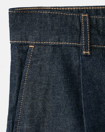 Mango Mid- Rise Denim Bermuda Shorts With Pleats