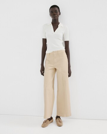 Mango High-Waisted Wide Leg Jeans With Stitching