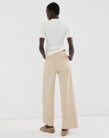 Mango High-Waisted Wide Leg Jeans With Stitching