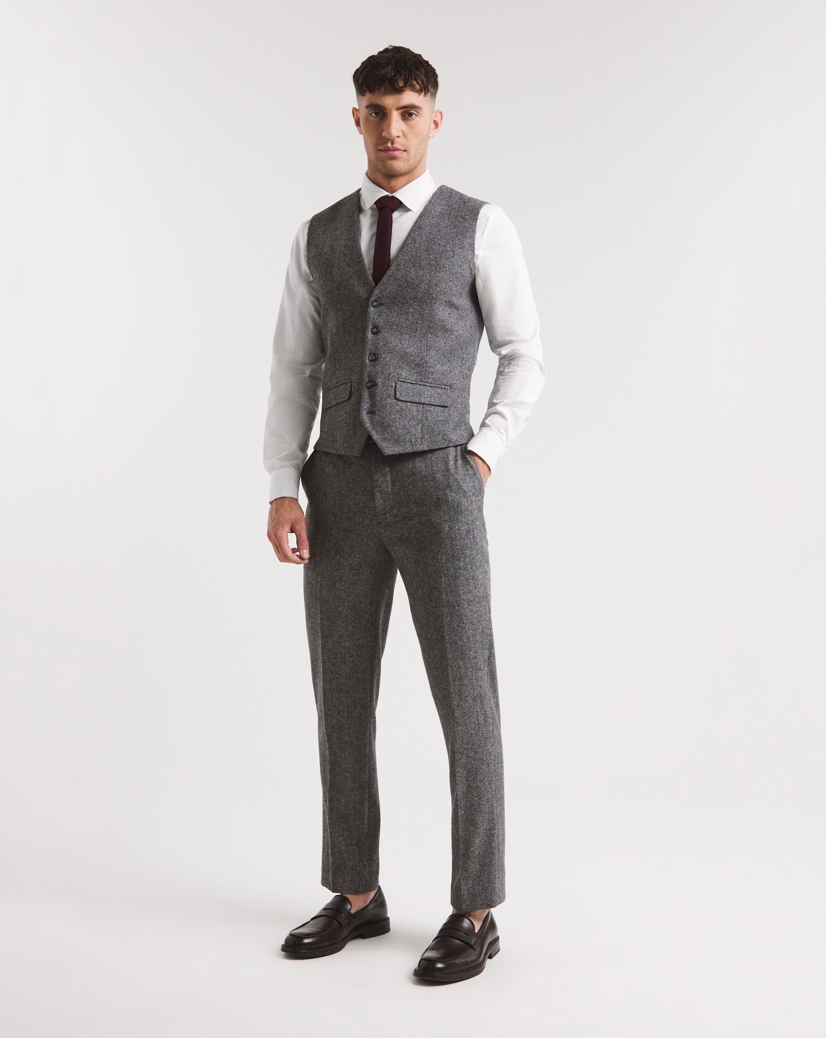 Charcoal Wool Blend Waistcoat