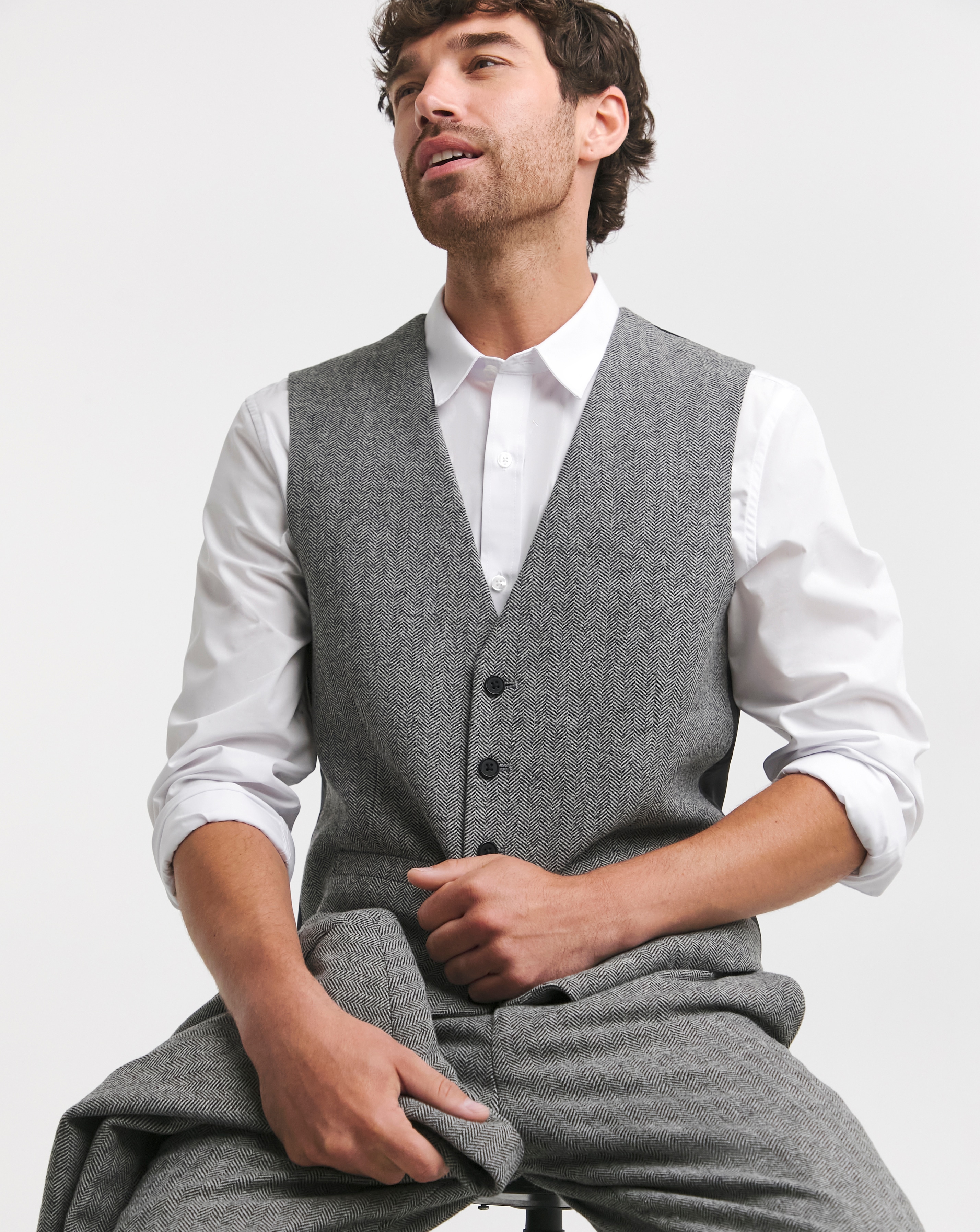 Herringbone Tweed Regular Suit Waistcoat