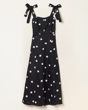 FatFace Delphine Linen Spot Midi Dress