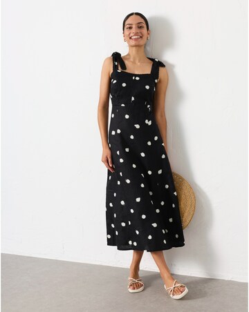 FatFace Delphine Linen Spot Midi Dress