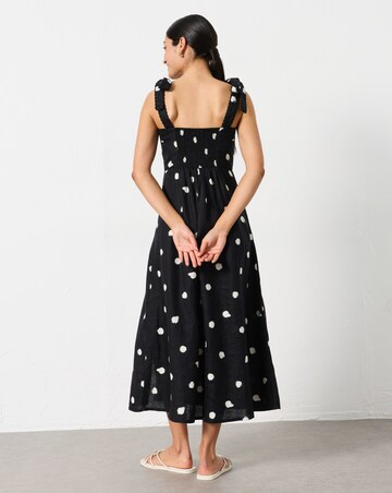 FatFace Delphine Linen Spot Midi Dress