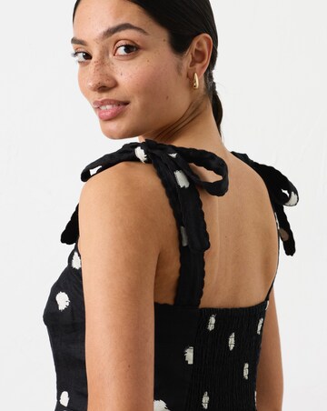 FatFace Delphine Linen Spot Midi Dress