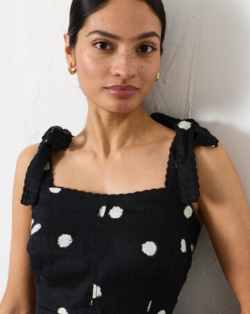 FatFace Delphine Linen Spot Midi Dress