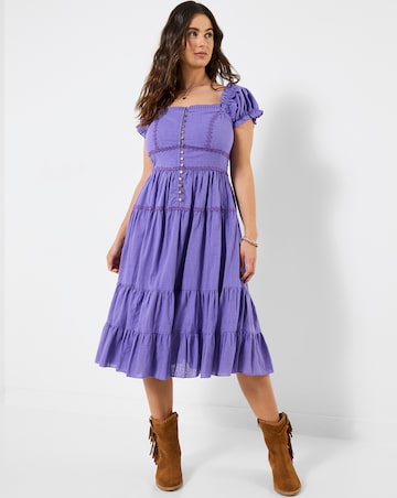 Joe Browns Amelia Flower Trim Cotton Dress