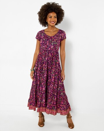 Joe Browns Heidi Crinkle Cotton Border Print Dress