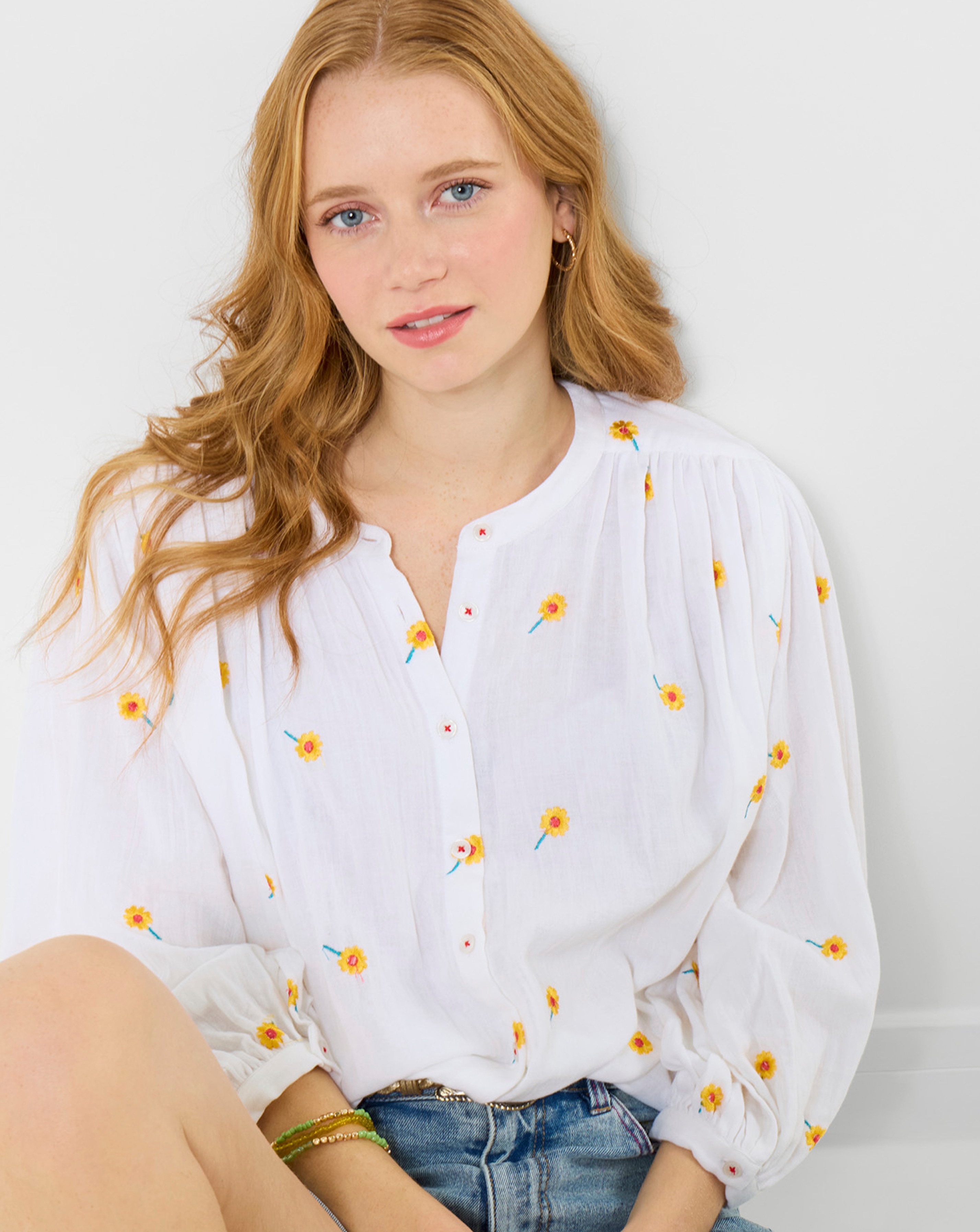 JB Sunshine Embroidered Cotton Blouse
