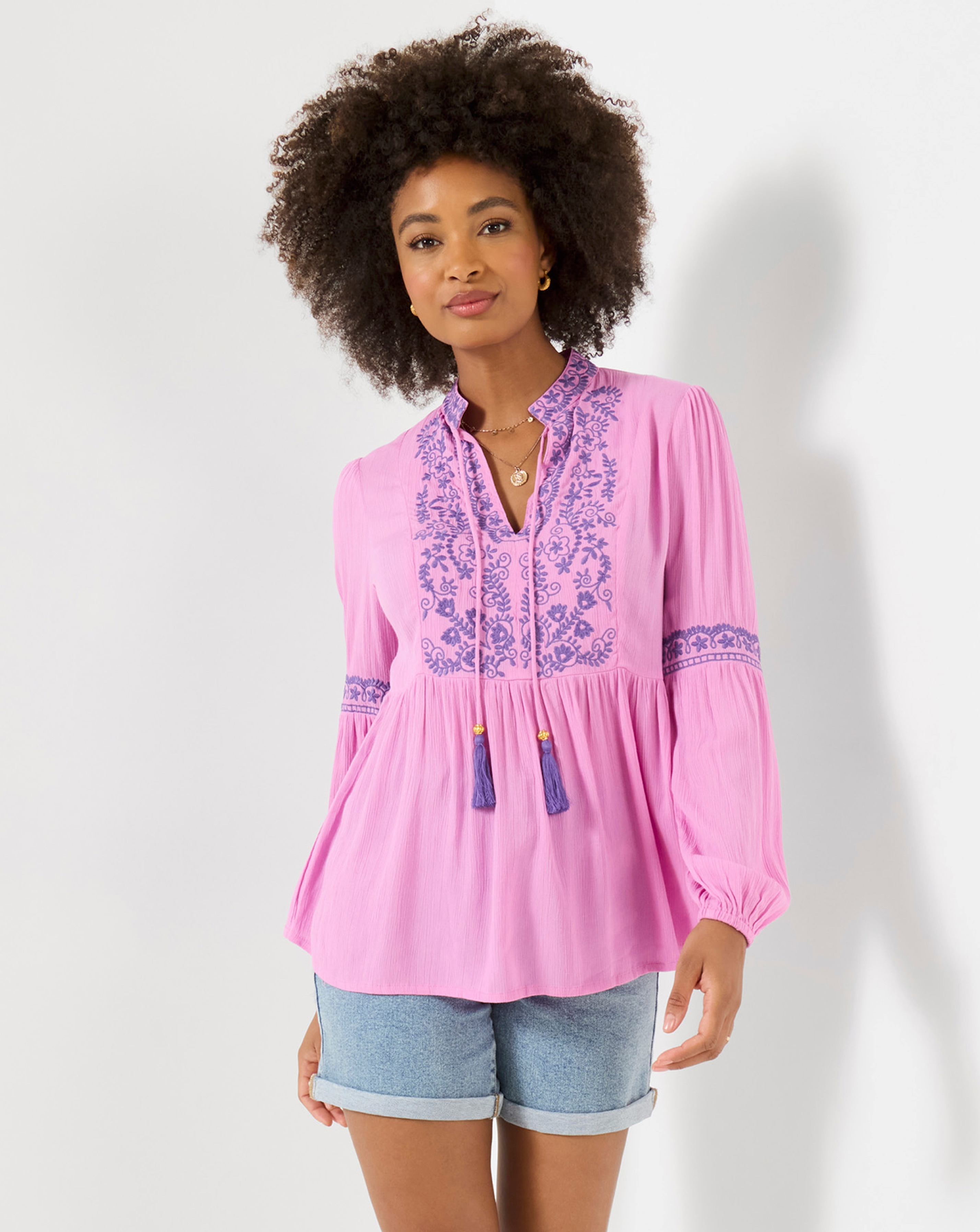 Essential Embroidered Summer Tunic Top
