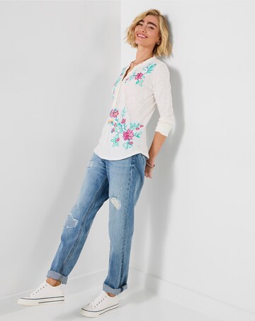 Joe Browns Fabulous Floral Embroidered Henley Top