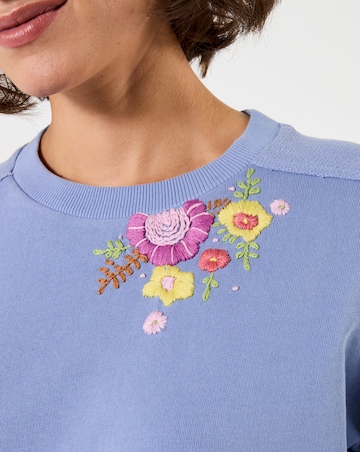 Joe Browns Elodie Embroidered Woven Hem Sweatshirt