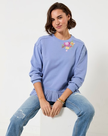 Joe Browns Elodie Embroidered Woven Hem Sweatshirt