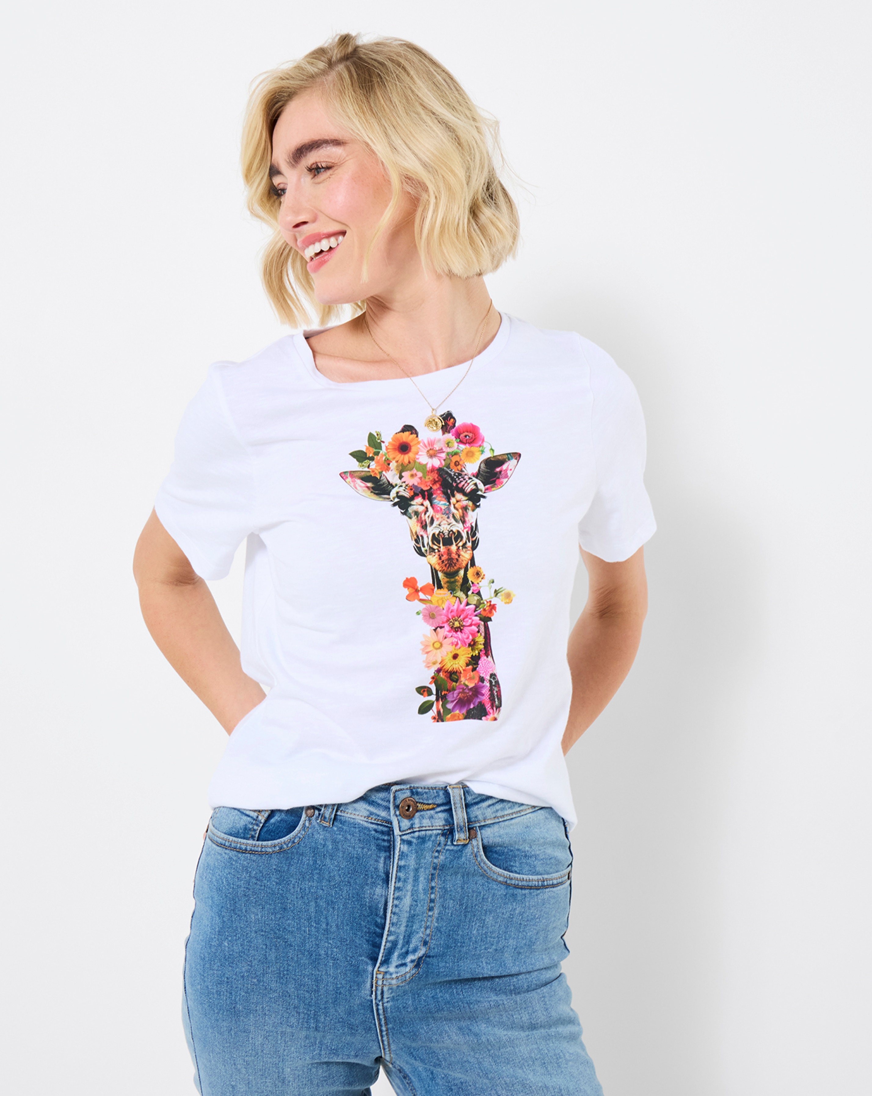 JB Floral Fancy Giraffe Graphic Tee