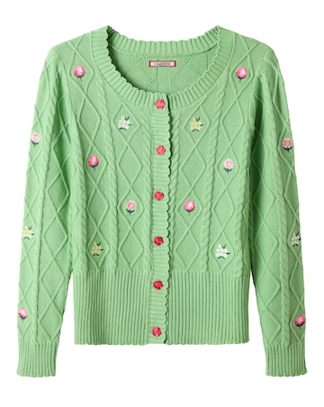 Joe Browns Penny Embroidered Floral Cable Knit Cardigan