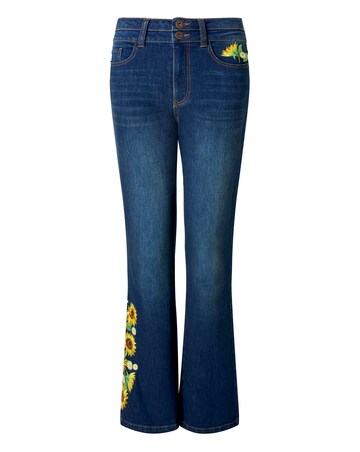 Joe Browns Sophia Sunflower Embroidered Flared Jeans