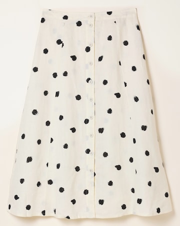 FatFace Eleana Linen Spot Midi Skirt
