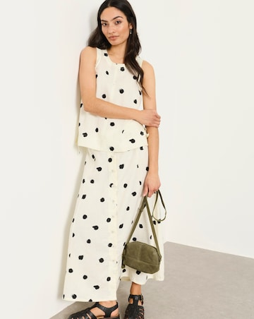 FatFace Eleana Linen Spot Midi Skirt