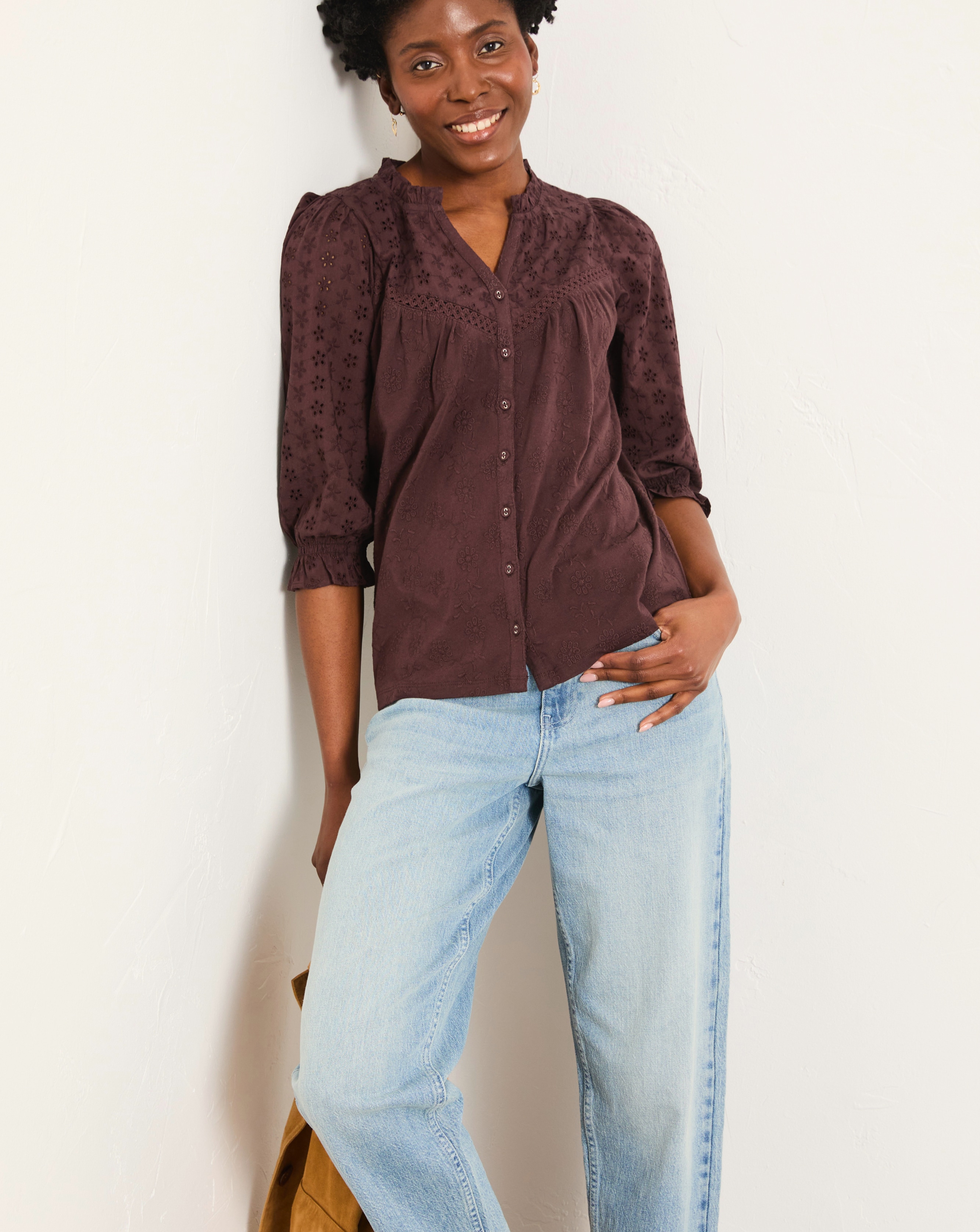 FatFace Broderie Top