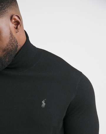 Polo Ralph Lauren Black Merino Polo Neck Jumper