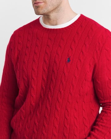 Polo Ralph Lauren Red Cashmere Mix Cable Jumper