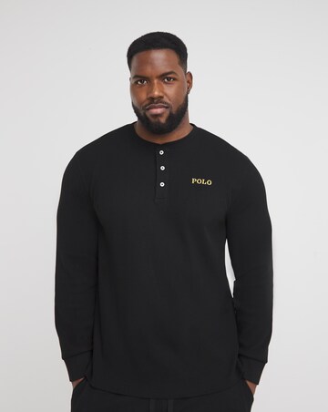 Polo Ralph Lauren Black Waffle Long Sleeve Mix & Match Lounge Top