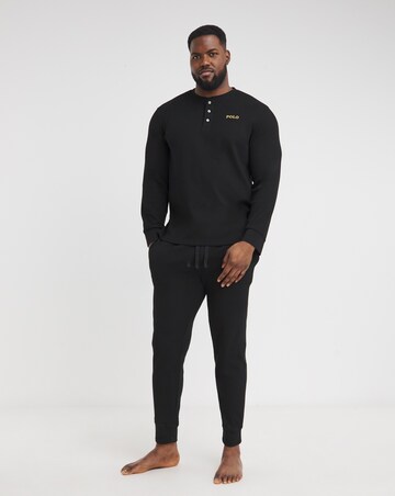 Polo Ralph Lauren Black Waffle Long Sleeve Mix & Match Lounge Top