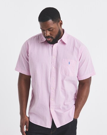 Polo Ralph Lauren Short Sleeve Stripe Seersucker Shirt - Pink/ White