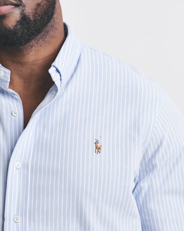 Polo Ralph Lauren Long Sleeve Stripe Stretch Pique Shirt - Blue