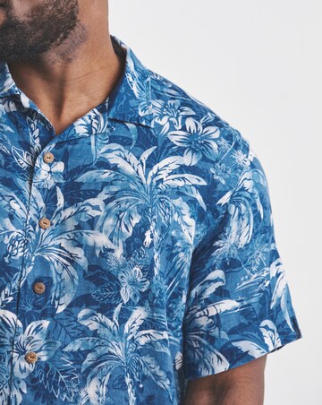 Polo Ralph Lauren Short Sleeve Printed Linen Shirt - Indigo