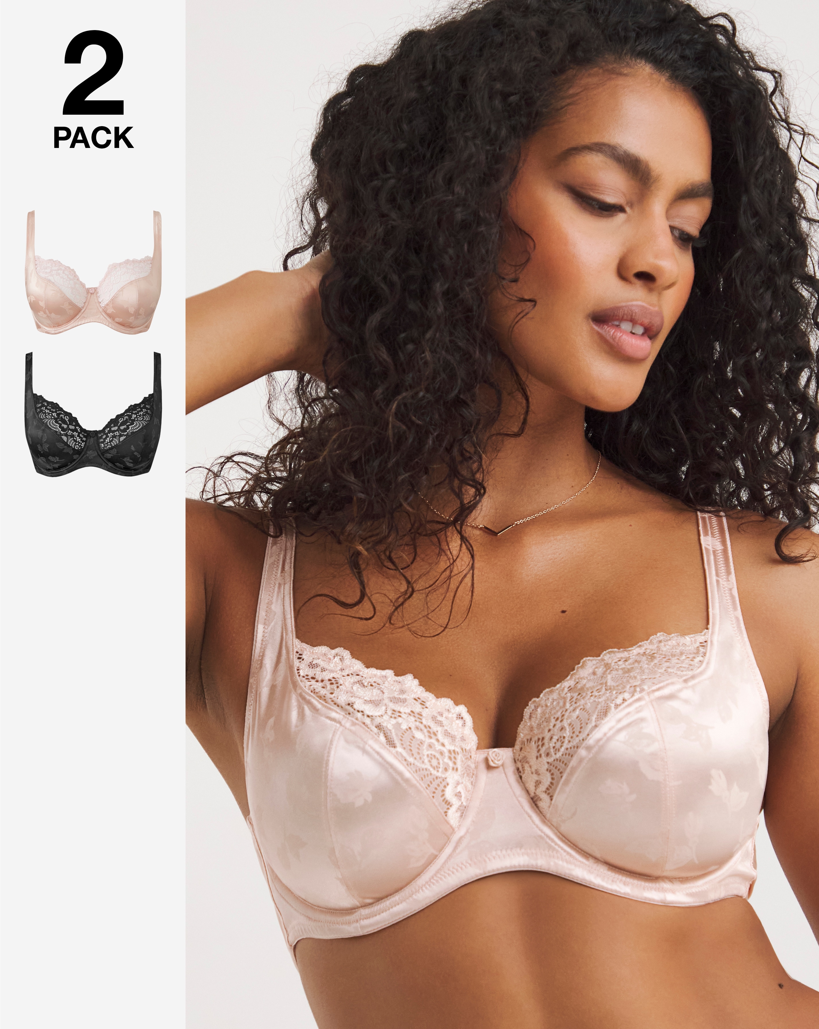 2 Pack Laura Full Cup Bras Black/Blush