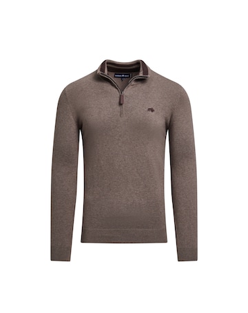 Raging Bull Classic Quarter Zip Cotton/Cashmere Knit Toast