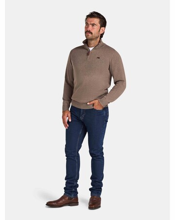 Raging Bull Classic Quarter Zip Cotton/Cashmere Knit Toast