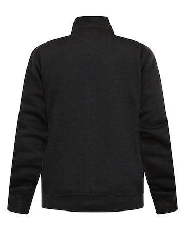 D555 Big & Tall JOHNSON 1 Zip Through Sweatshirt with Chest Embroidery - Black