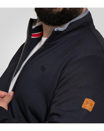 D555 Big & Tall JOHNSON 2 Zip Through Sweatshirt with Chest Embroidery - Navy