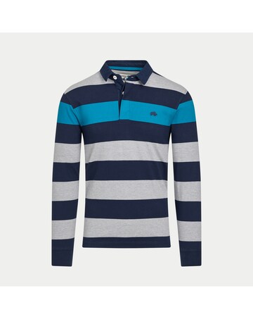 Raging Bull L/S Contrast Chest Stripe Rugby Cobalt