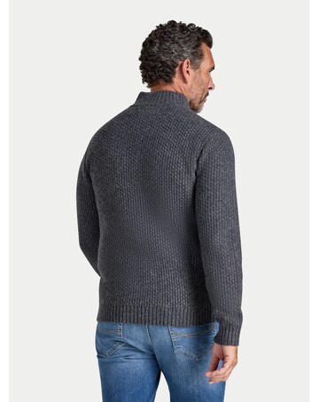 Raging Bull Chunky Textured Quarter Zip Knit Dark Grey Marl