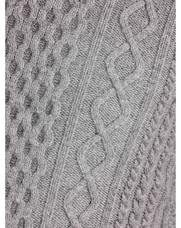 Raging Bull Chunky Cable Crew Neck Knit Grey Marl