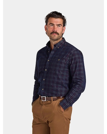 Raging Bull Long Sleeve Check Corduroy Shirt Claret