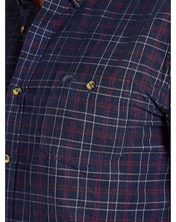 Raging Bull Long Sleeve Check Corduroy Shirt Claret