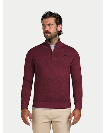 Raging Bull Classic Quarter Zip Cotton/Cashmere Knit Berry