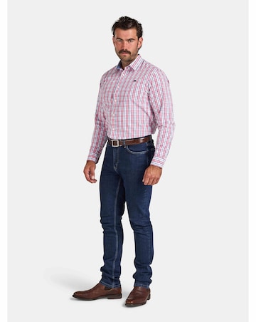 Raging Bull Long Sleeve Large Check Cotton Poplin Shirt Pink