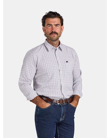 Raging Bull Long Sleeve Tattershall Brushed Cotton Shirt Purple