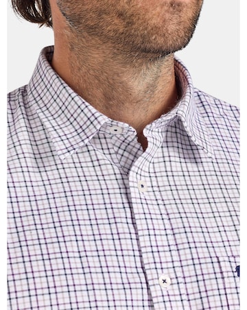 Raging Bull Long Sleeve Tattershall Brushed Cotton Shirt Purple